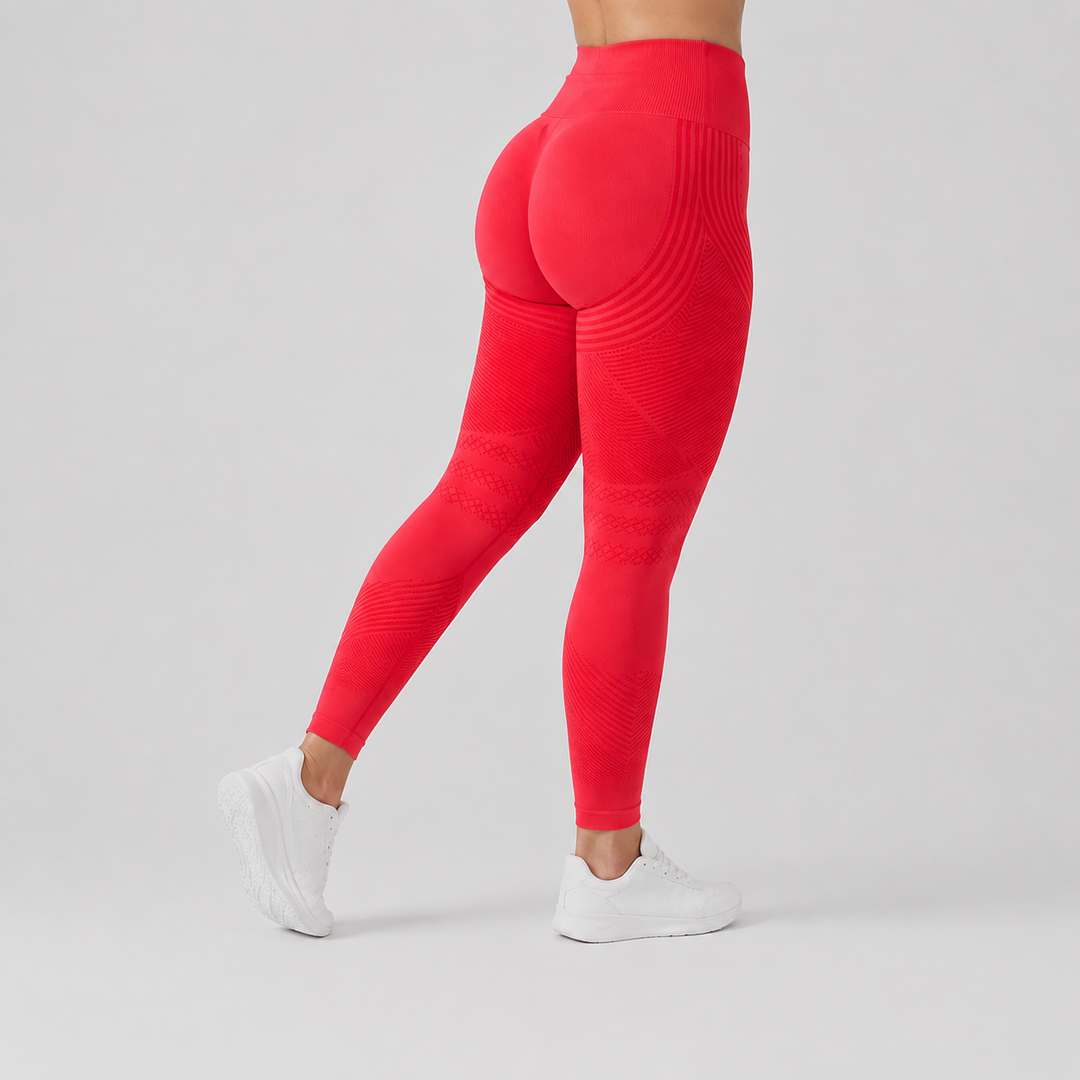 Sleek Line Smoothing Leggings - coral red