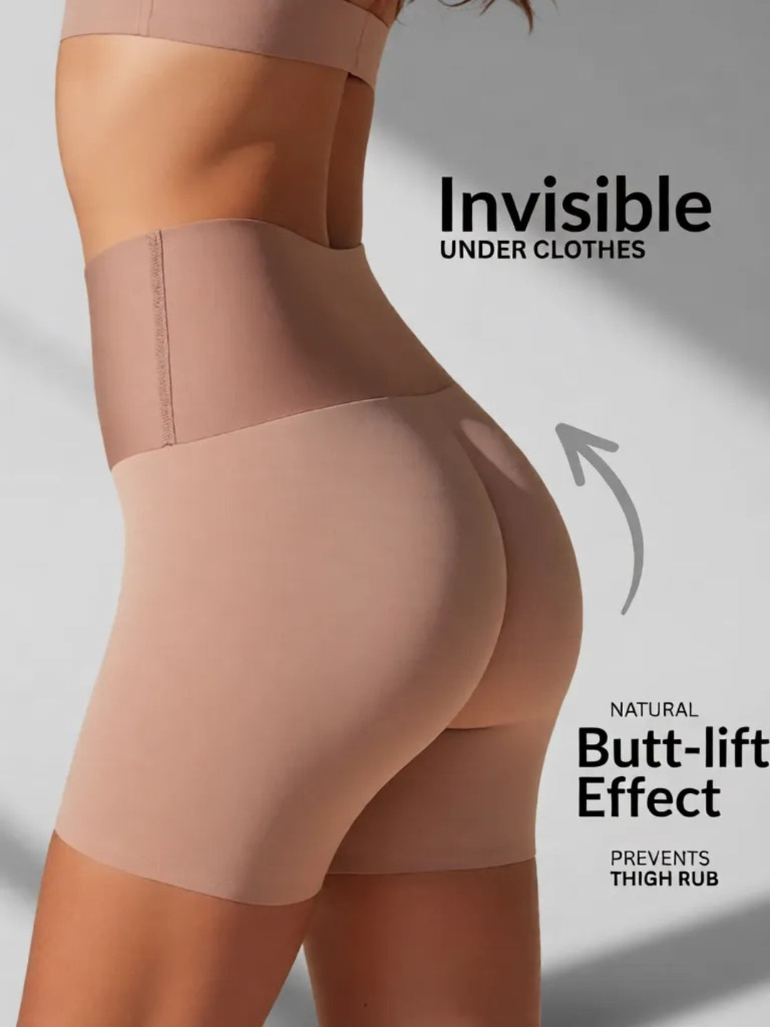 Sleek Line Sculpting Slip Short - butt lift back view #color_nude