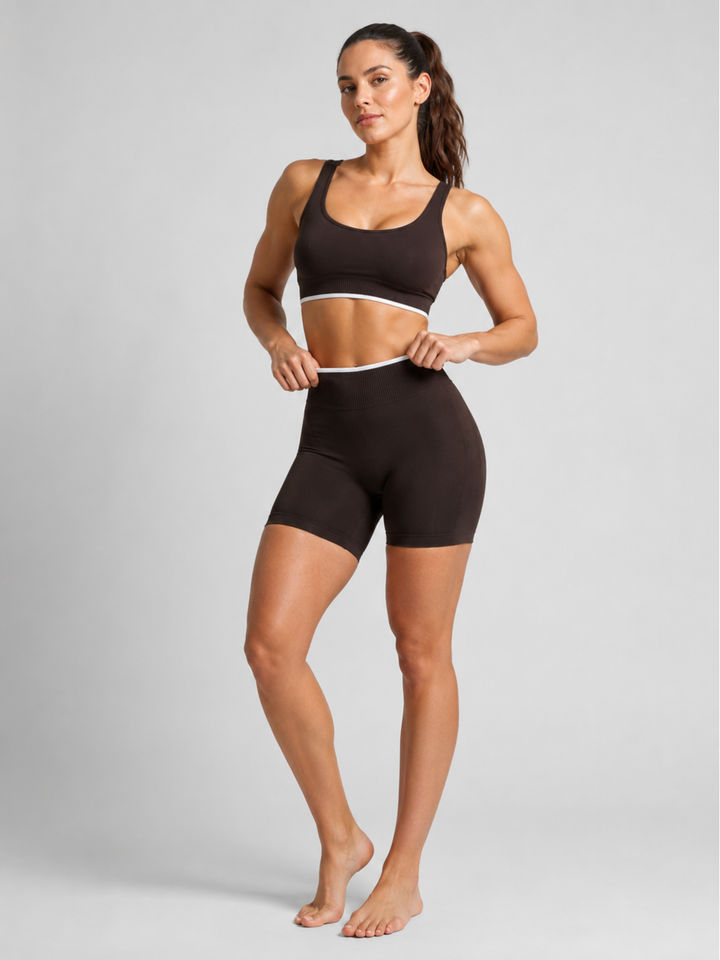 Sleek Line Outline Scrunch Shorts - full body front