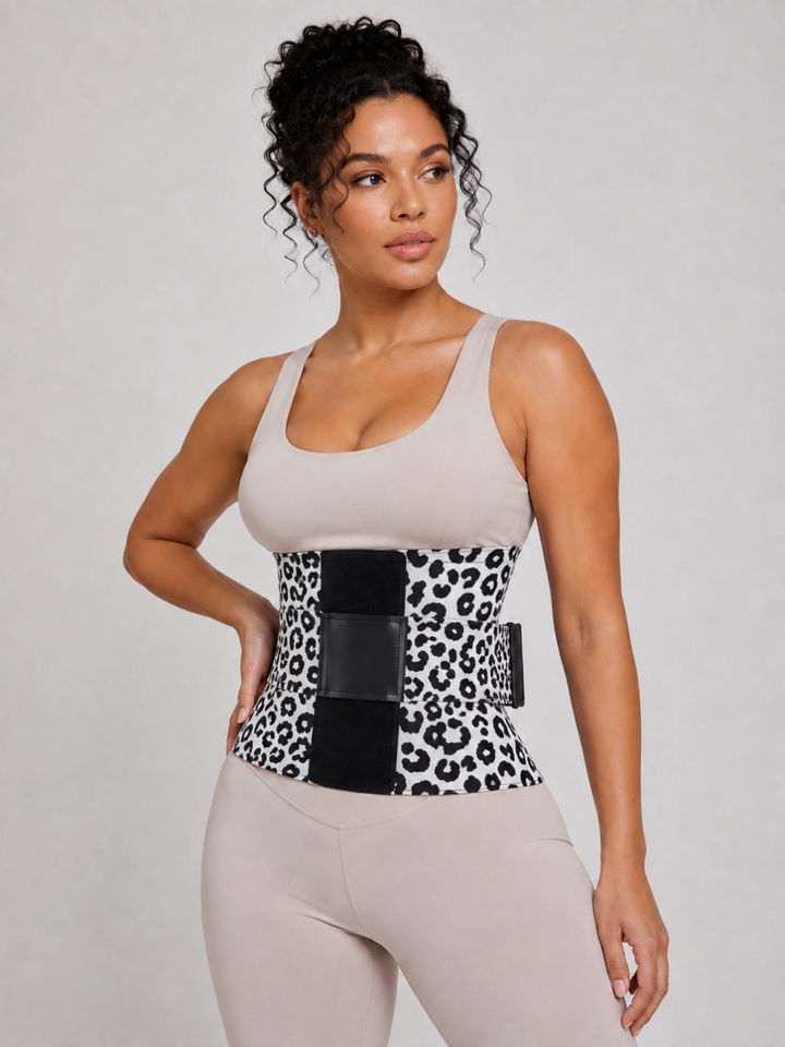 Sleek Line Triple-Wrap Waist Cincher - White Leopard Print #color_white_leopard_print