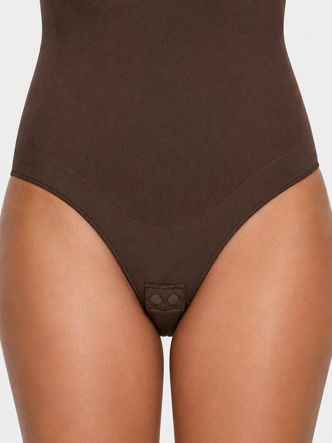 Sleek Line Creamy Sculpting Bodysuit - snap gusset detail #color_brown