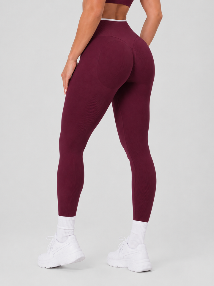 Sleek Line Mid-Waist Scrunch Leggings - Ankela Red #color_ankelared