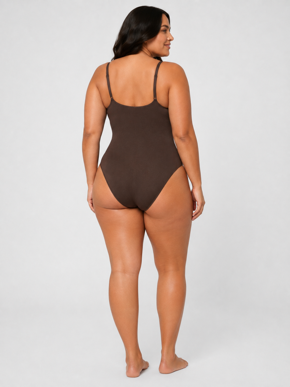 Sleek Line Creamy Sculpting Bodysuit - hover back view #color_brown