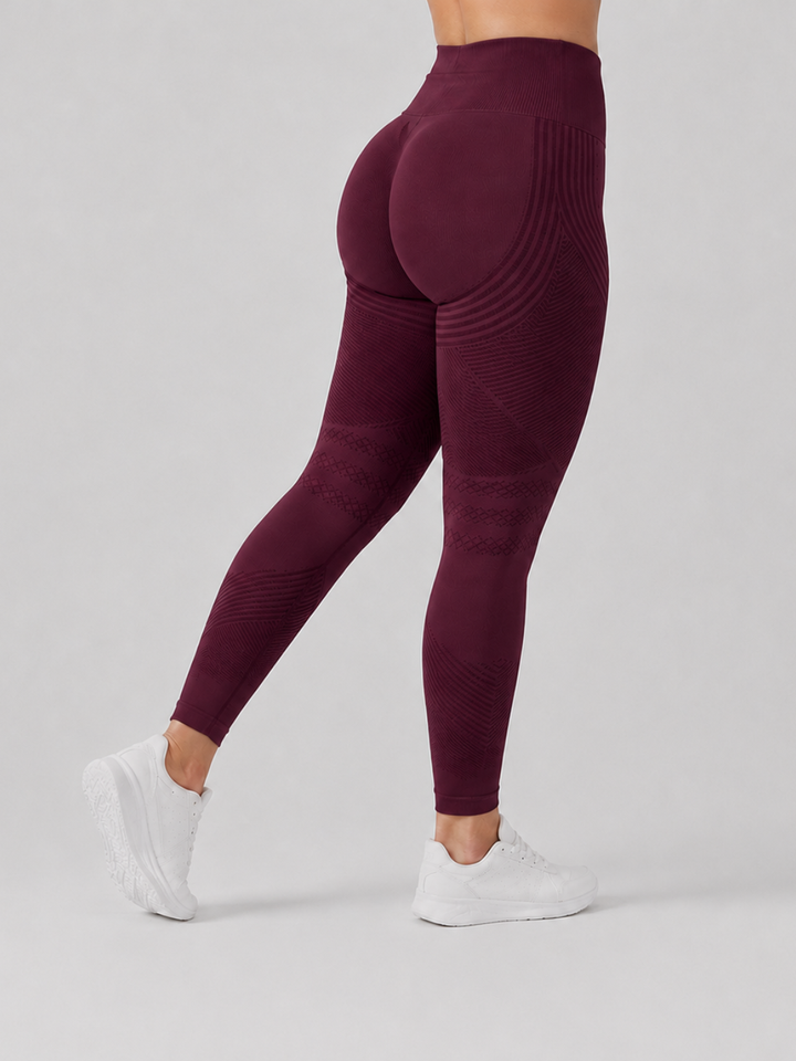 Sleek Line Anti-Cellulite Leggings - Burgundy #color_burgundy
