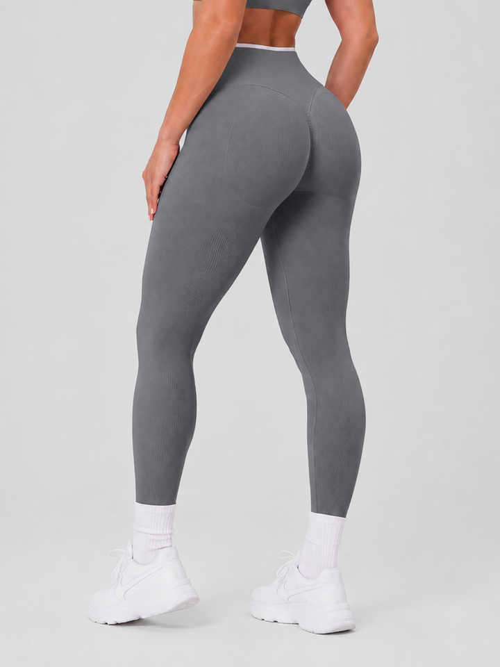 Sleek Line Mid-Waist Scrunch Leggings - Gray #color_gray
