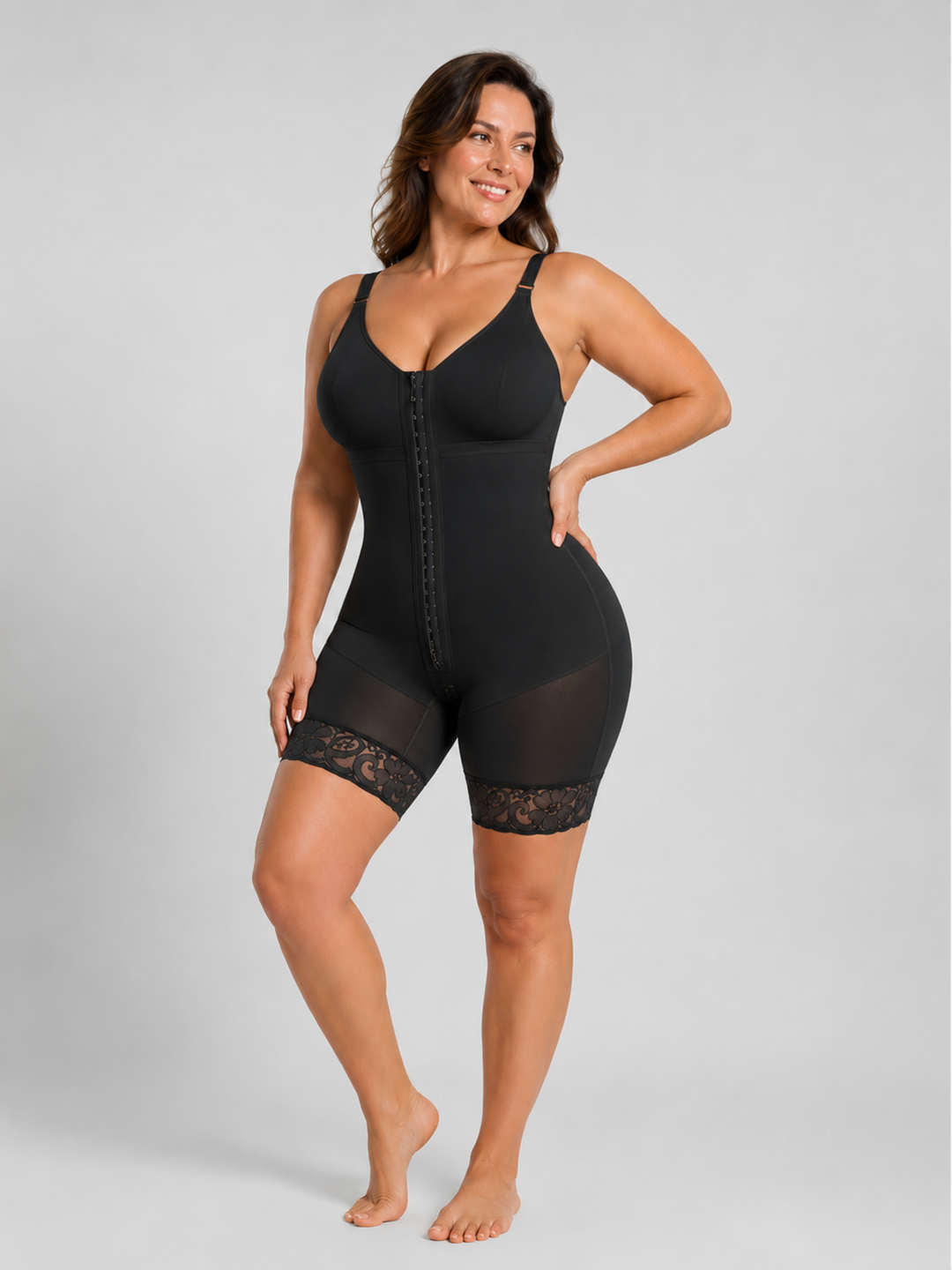 Sleek Line Zip-Crotch Faja Bodysuit - black #color_black
