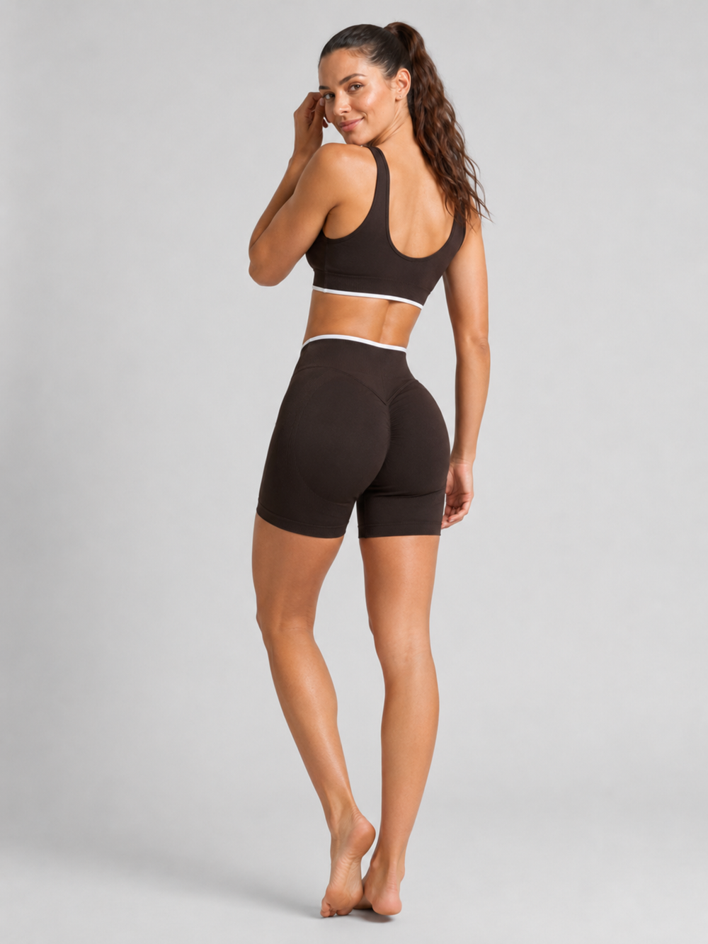 Sleek Line Outline Scrunch Shorts - full body back
