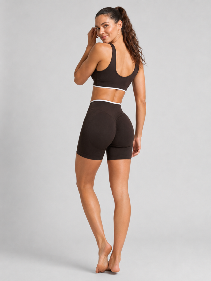Sleek Line Outline Scrunch Shorts - full body back
