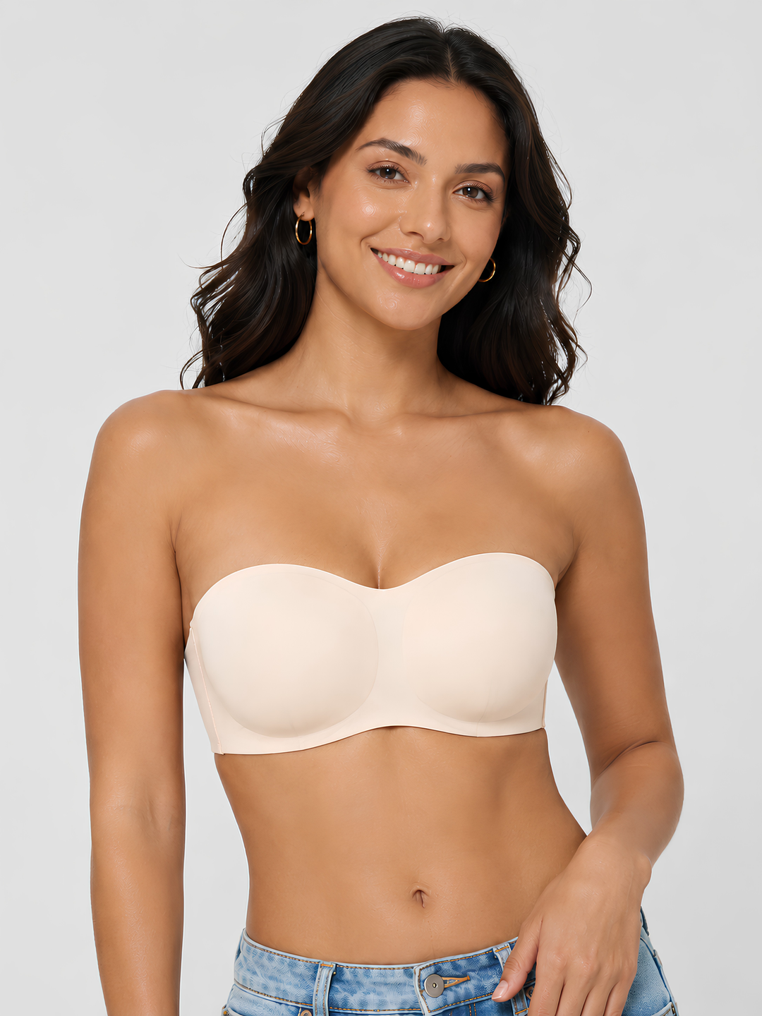 Sleek Line Strapless Invisible Bra - apricot #color_apricot