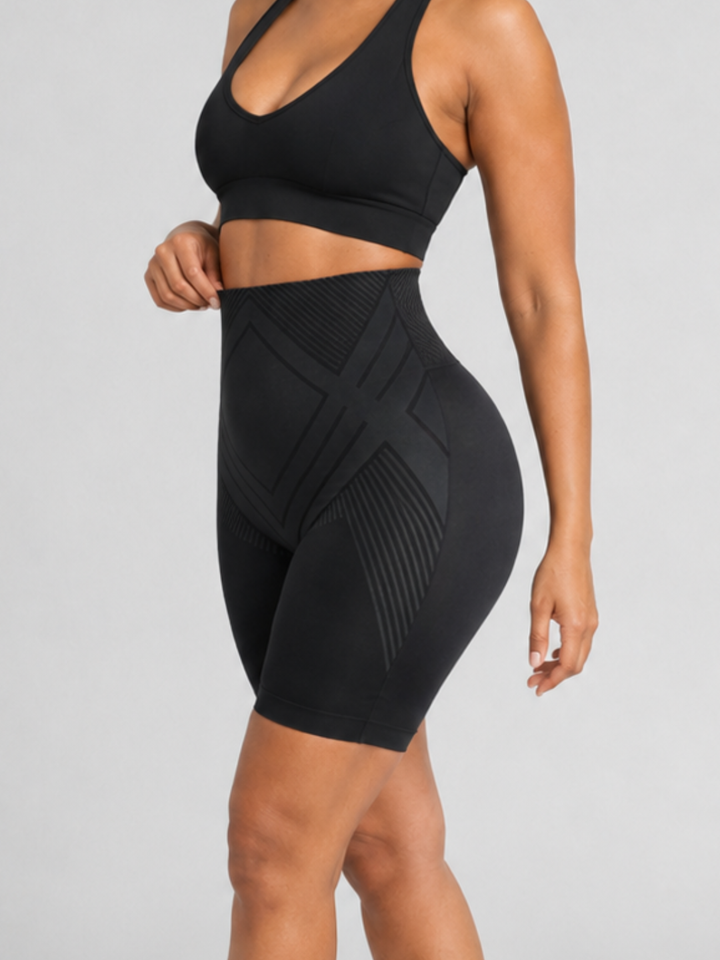 Sleek Line Power Shaping Short - hover back view #color_black