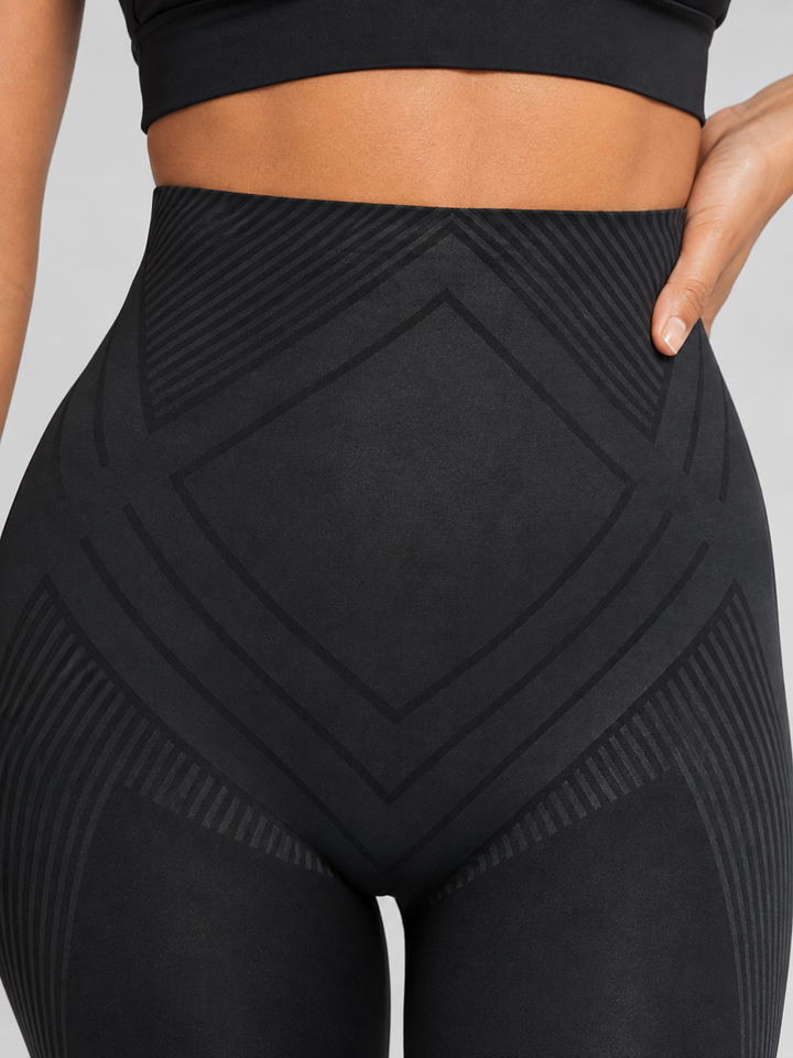 Sleek Line Power Shaping Short - waistband detail #color_black