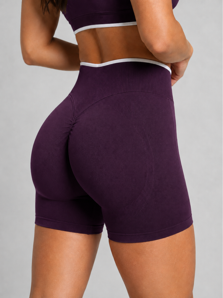 Sleek Line Outline Scrunch Shorts - Purple #color_purple