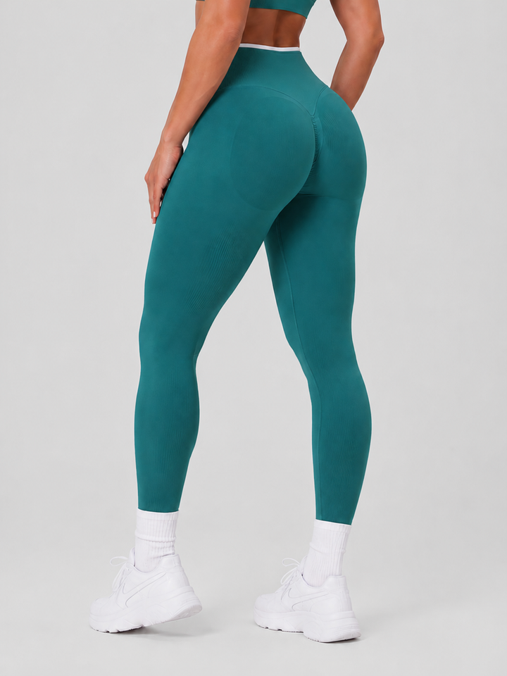 Sleek Line Mid-Waist Scrunch Leggings - Blackish Green #color_blackishgreen