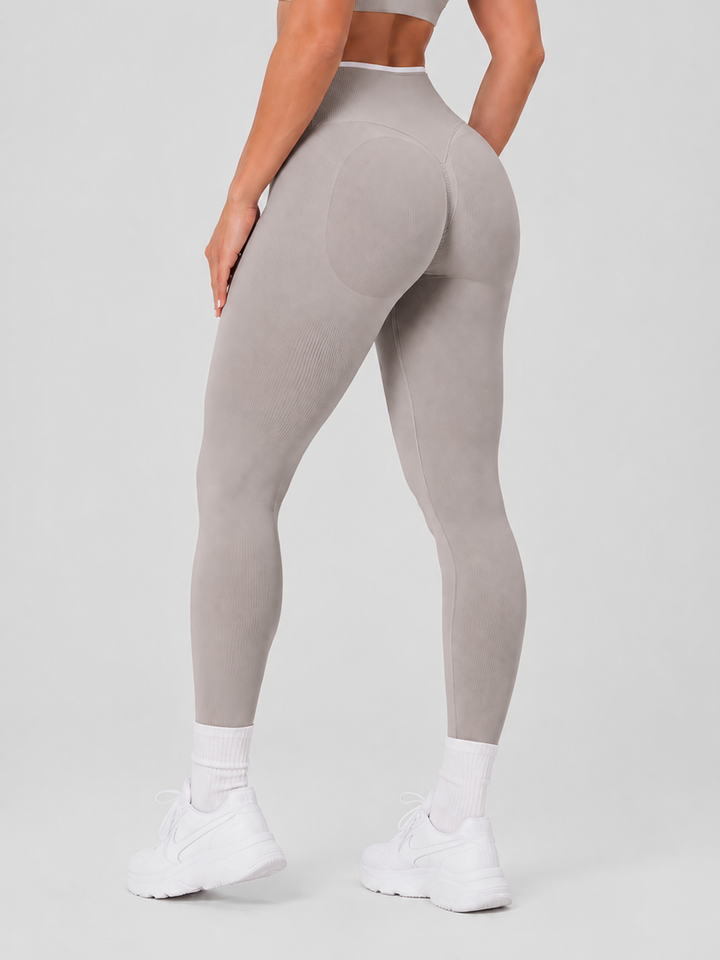 Sleek Line Mid-Waist Scrunch Leggings - Stone Gray #color_stonegray