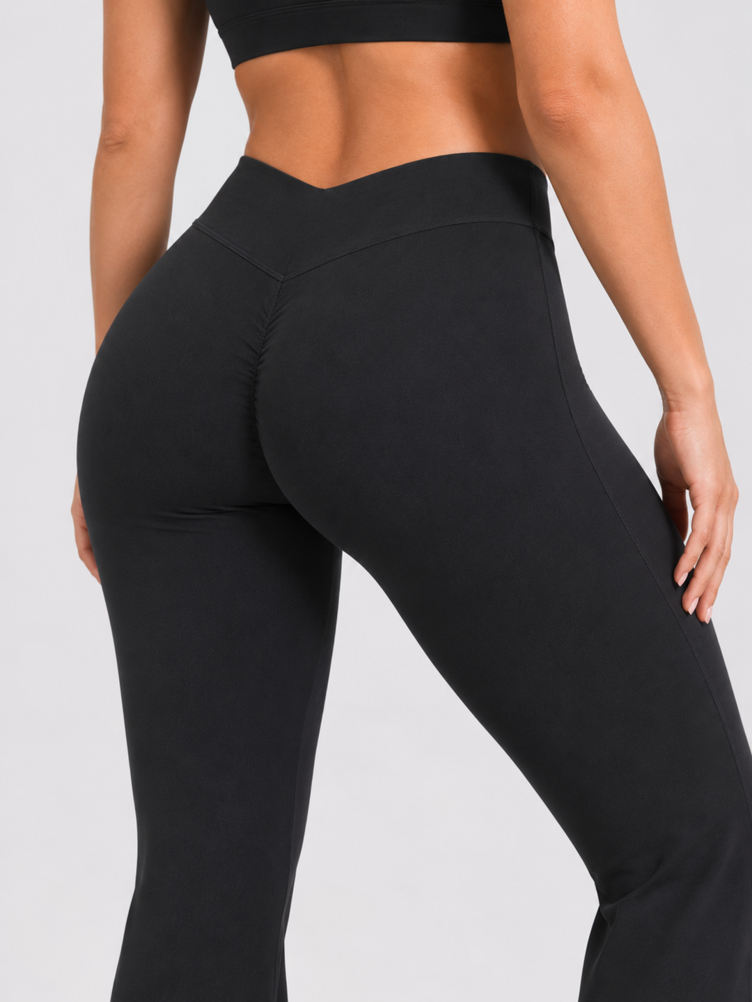 Sleek Line V-Waist Flare Leggings - scrunch back
